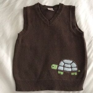 Gymboree brown turtle sweater vest 18/24 months